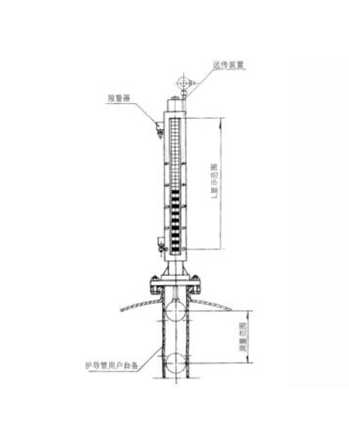 UQZ-55Z系列頂裝式(底裝式) 磁翻柱液位計(jì)畫線圖